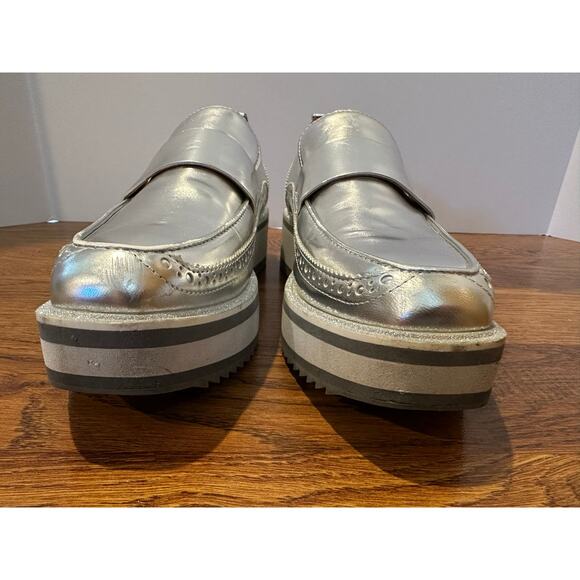 Johnston & Murphy Women’s Gracelyn Platform Loafer Silver Glitter Size 9 Modern - Picture 4 of 11